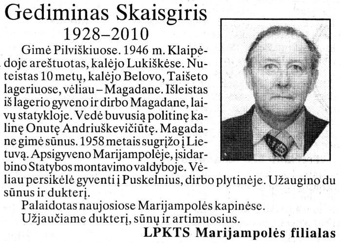Gediminas-Skaisgiris „Tremtinys“, 2010.04.02 Nr. 13